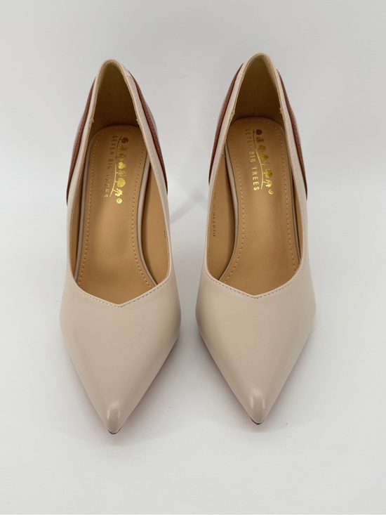 Seven big trees Shoes - Pointed Toe Two-Tone Women's Pumps - Cream and Brown